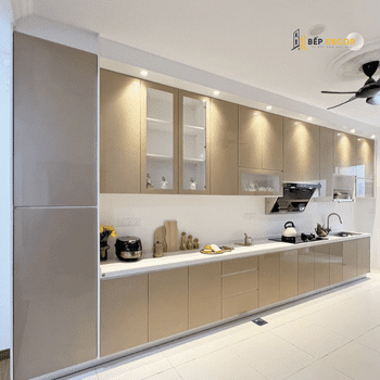 [DỰ ÁN TỦ BẾP] TỦ BẾP NÂU TRẮNG TẠI HÀ ĐÔNG – BEP DECOR